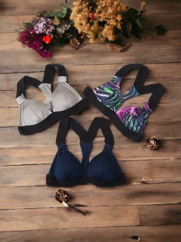 Kit com 3 Tops Feminino Fitness com Bojo Estruturado