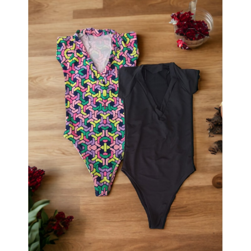 Kit com 2 Bodys Verão Feminino com Manguas e sem Bojo