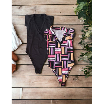 Kit com 2 Lindos Bodys Fitness Feminino com Manguinhas e sem Bojo