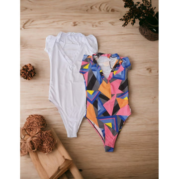 Kit com 2 Bodys Femininos sem Bojo com Delicadas Manguinhas