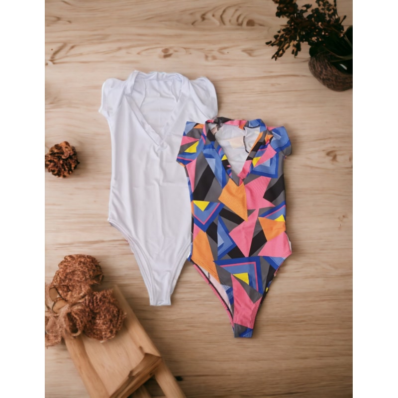 Kit com 2 Bodys Femininos sem Bojo com Delicadas Manguinhas