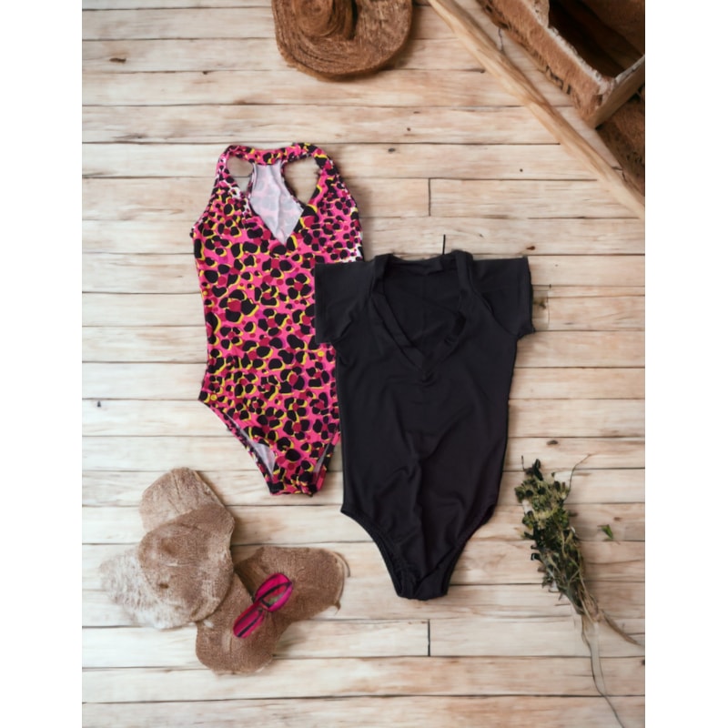 KIT com 2 Lindos Bodys Femininos com Estampas Variadas sem Bojo