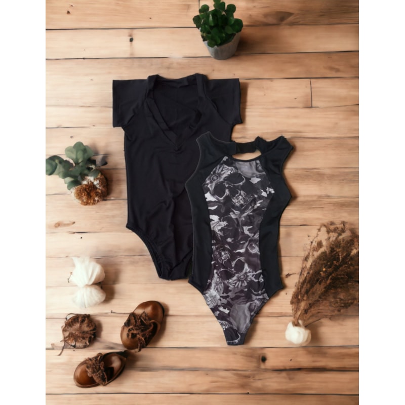 Kit com 2 Bodys sem Bojo com Estampa Variadas Exclusivas