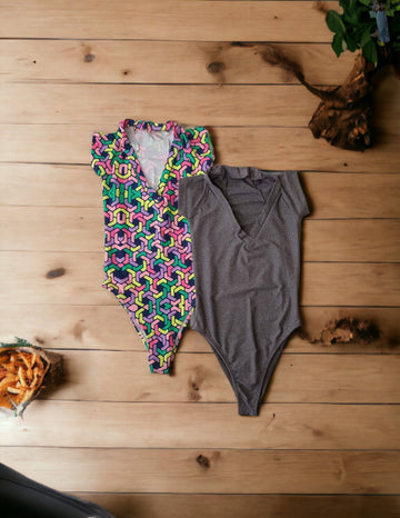 Kit com 2 Bodys Feminino sem Bojo com Manguinhas e Forro Interno