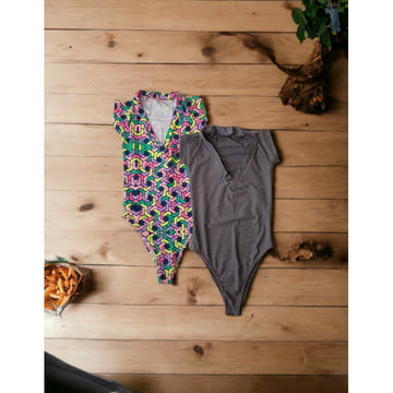 Kit com 2 Bodys Feminino sem Bojo com Manguinhas e Forro Interno