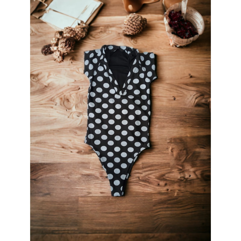 Body Feminino Estampado sem Bojo com Manguinhas e Forro Interno