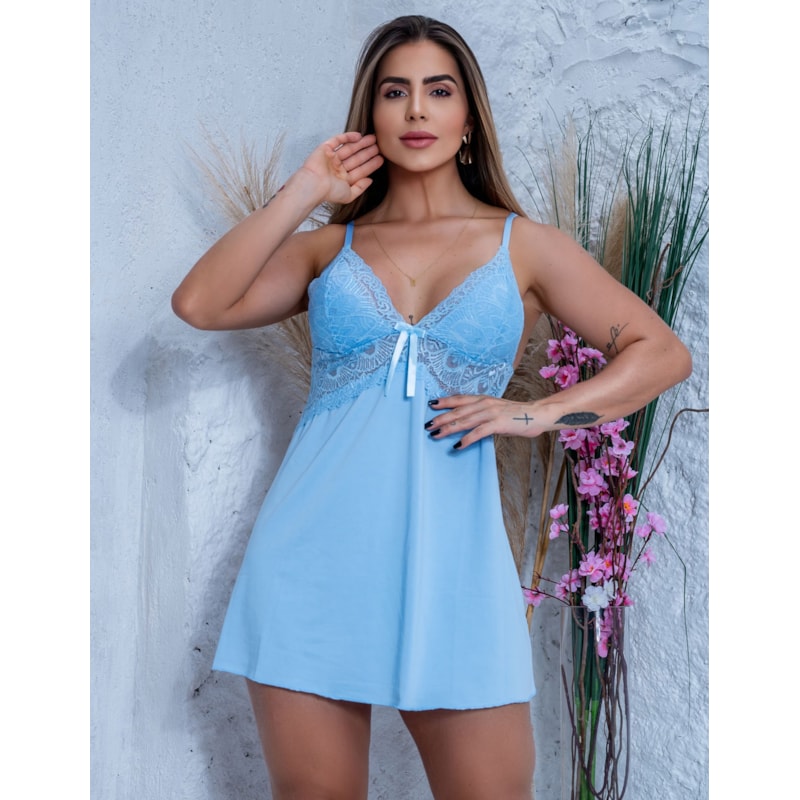 Camisola Feminina Sensual sem Bojo com Renda Jacatrônica