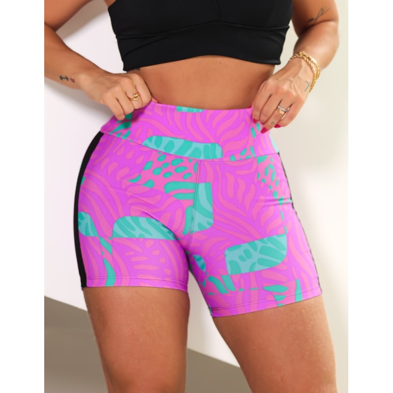 Shortinho Curto Feminino Estampado com Tela para Academia