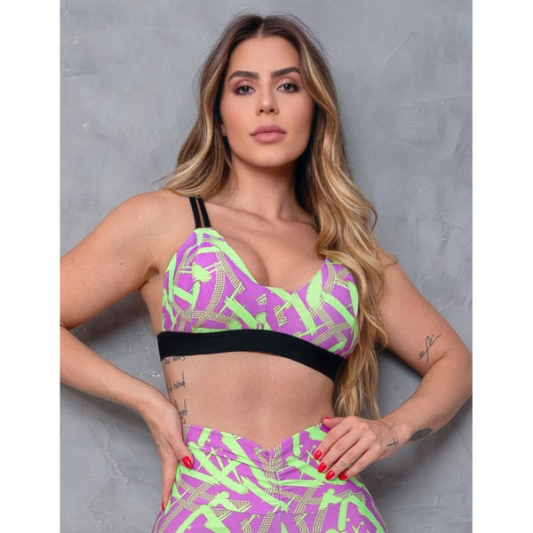 Tops Fitness Feminino com Estampa e Bojo Removível
