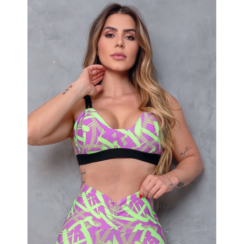 Tops Fitness Feminino com Estampa e Bojo Removível