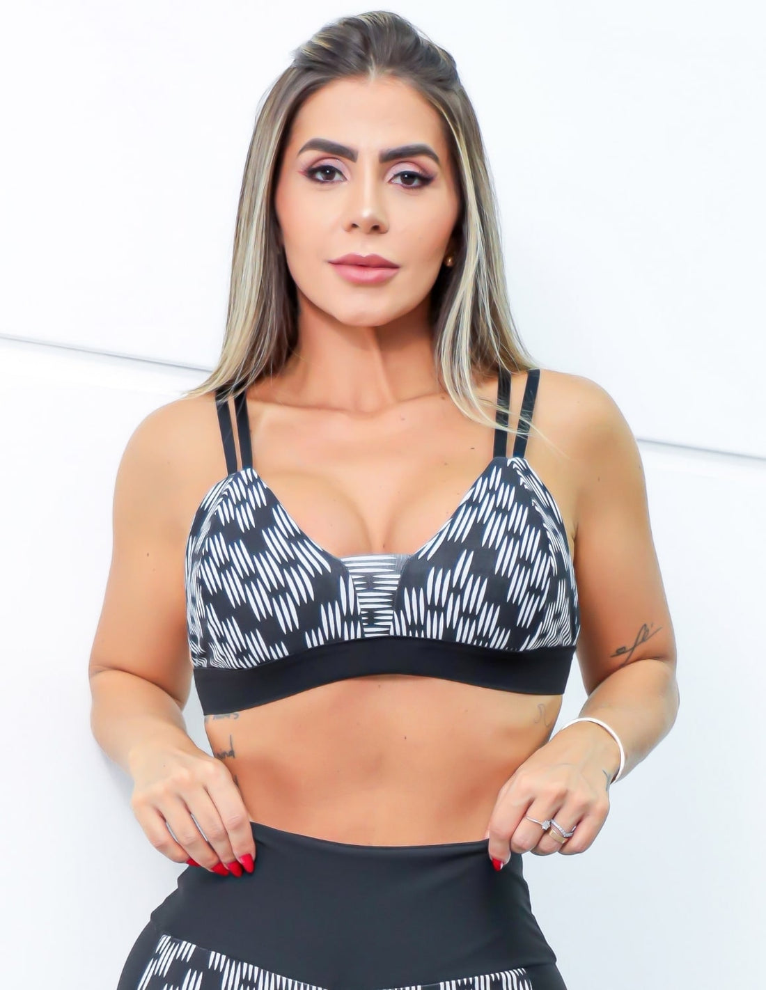 Top Feminino Fitness Estampado com Alcinhas e Bojo Removível