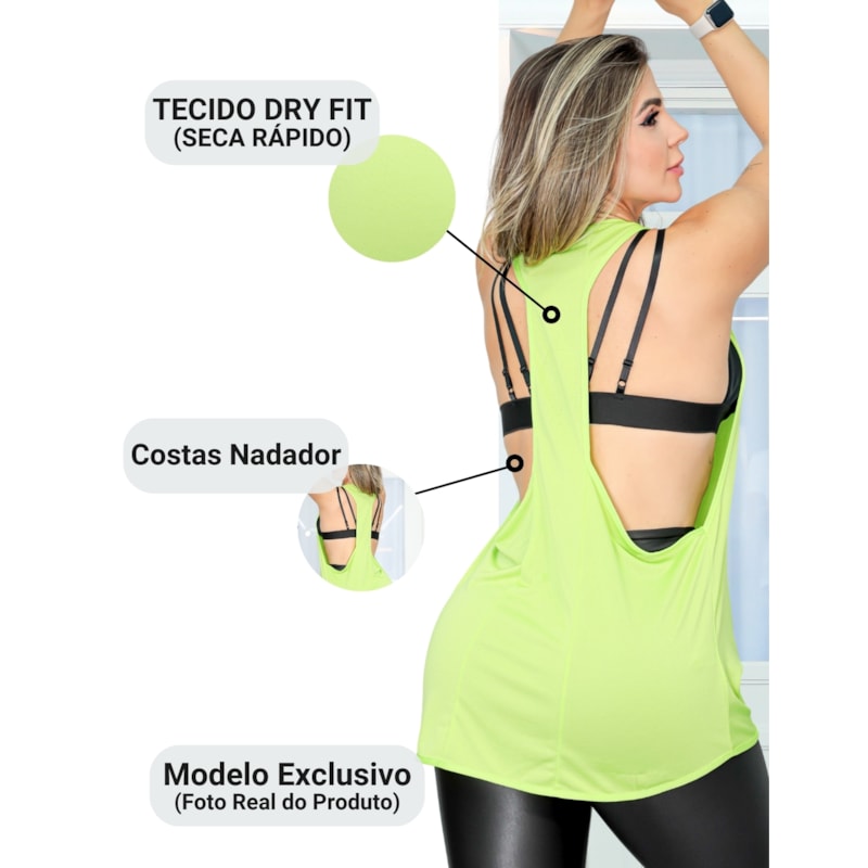 Kit com 3 Camisetas Regata Esportiva Feminina em Dyr Fit Cavada