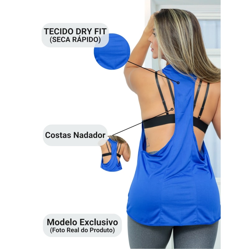 Kit com 3 Camisetas Cavadas Feminina para Academia em Dry Fit Furadinha
