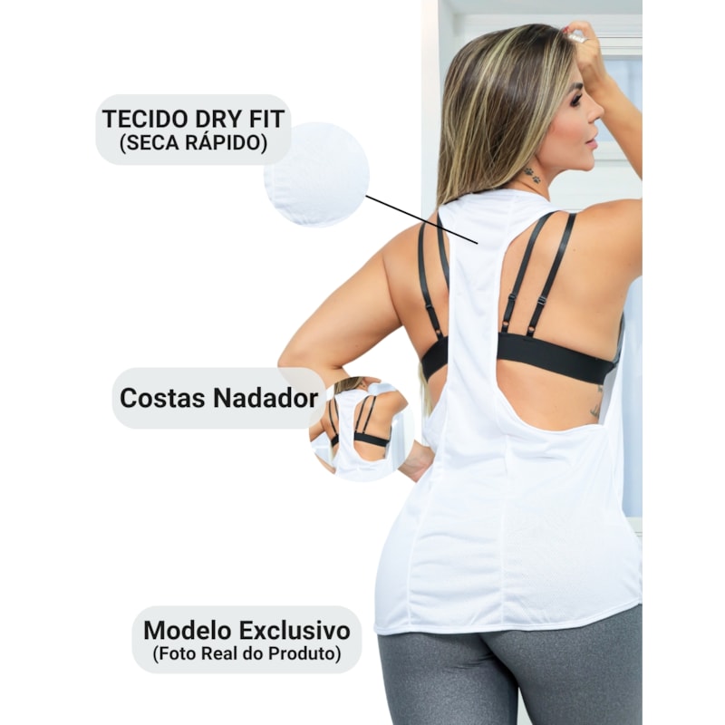 Kit com 3 Camisetas Feminina em Dry Fit Cavada para Academia