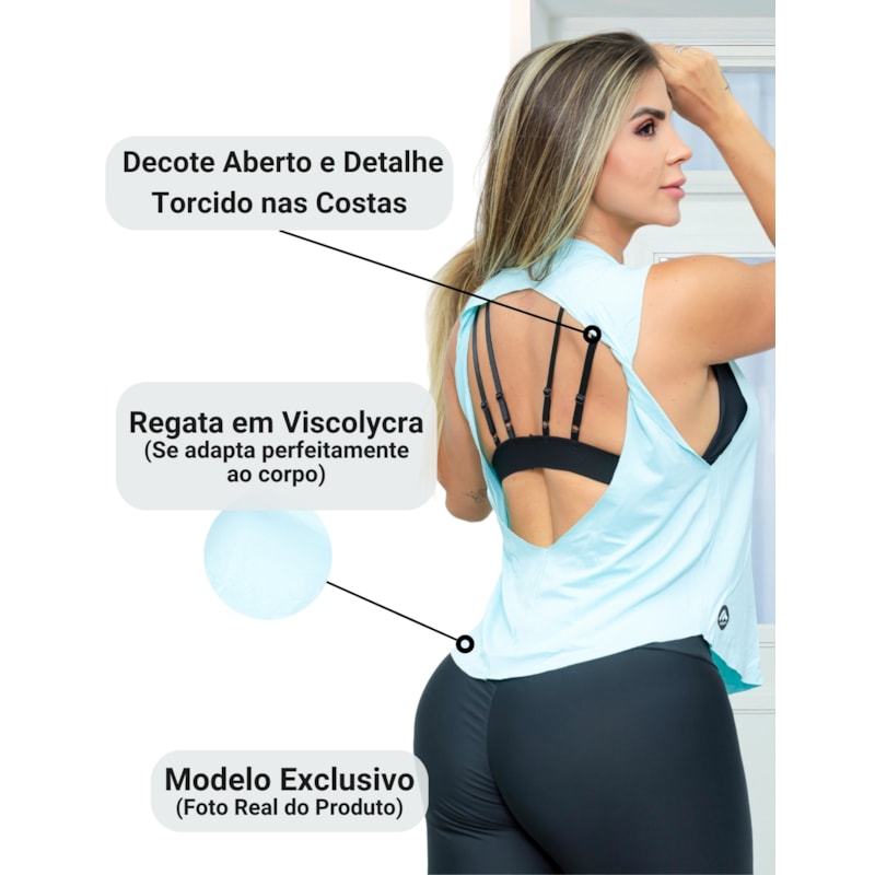 Kit com 3 Regatas Esportivas Feminina com Abertura nas Costas