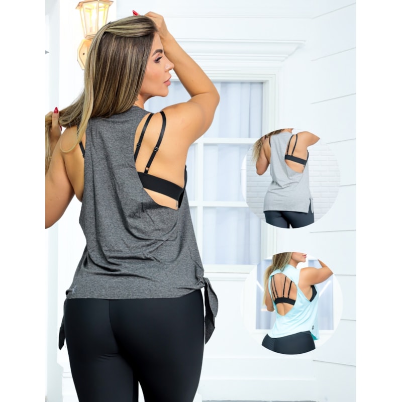 Kit com 3 Modelos de Regatas Feminina para Academia em Viscolycra