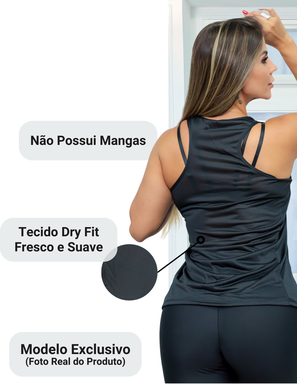 Kit com 3 Camisetas Regata Feminina para Academia em Dry Fit