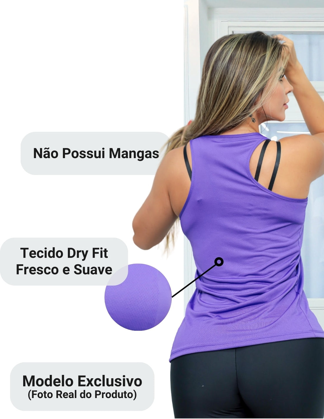 Kit com 3 Regatas Feminina para Academia em Dry Fit Seca Rápido