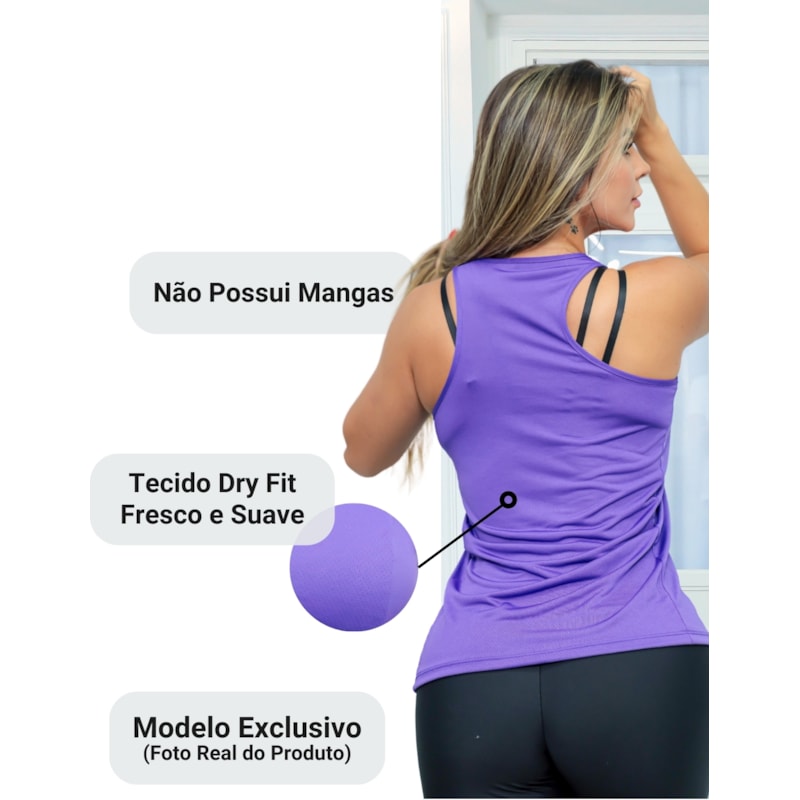Kit com 3 Regatas Feminina para Academia em Dry Fit Seca Rápido