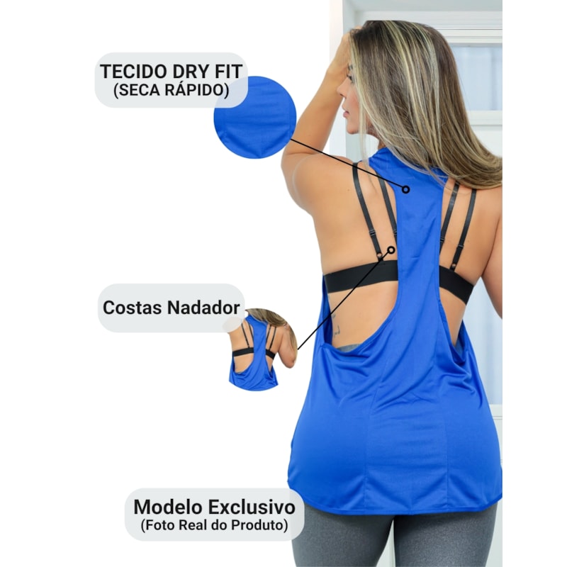 Kit com 2 Camisetas Fitness Feminina em Dry Fit Cavada