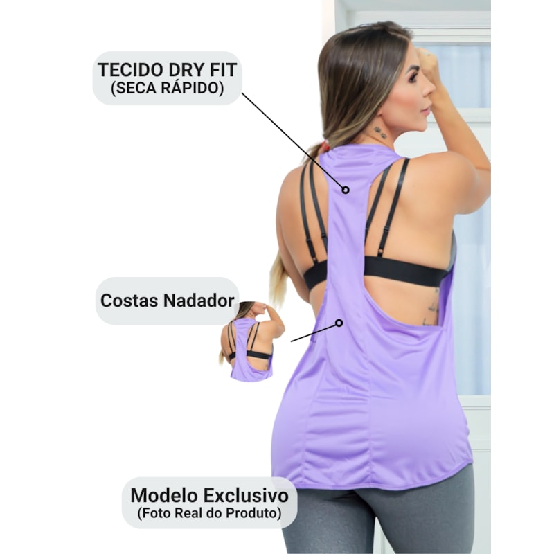 Kit com 2 Camisetas Feminina em Dry Fit Cavada para Academia