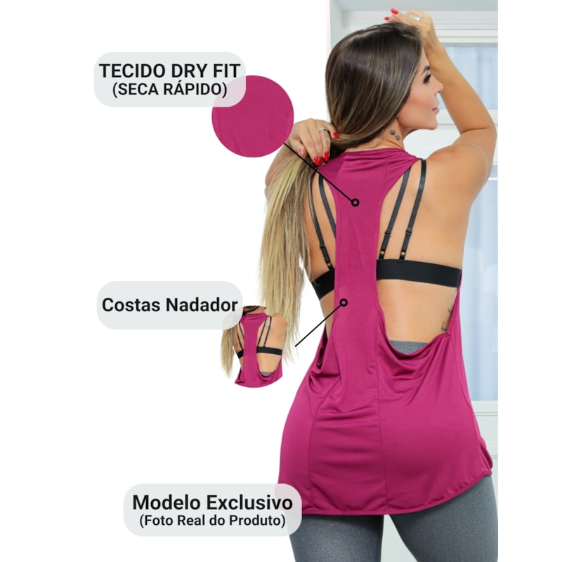 Kit com 2 Camisetas Fitness Feminina em Dry Fit Seca Rápido