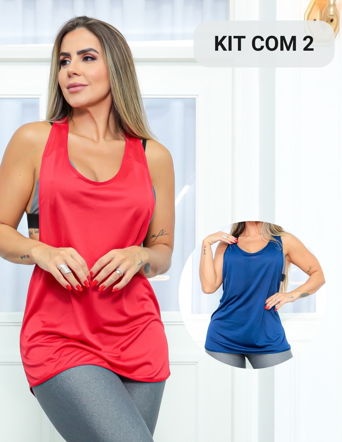 Kit com 2 Camisetas Cavadas para Academia em Dry Fit Furadinha