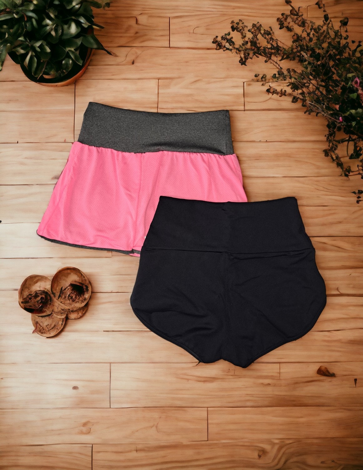 Kit com 1 Short Saia Feminino e 1 Sunguete Cintura Alta