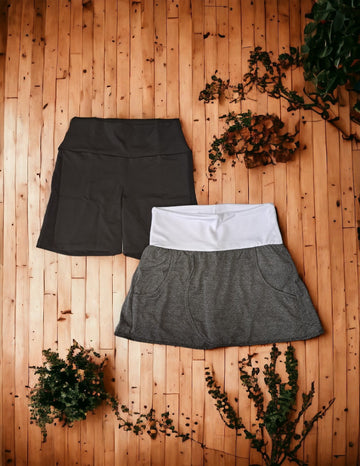Kit com 1 Short Saia Feminino e 1 Short com Tela Lateral