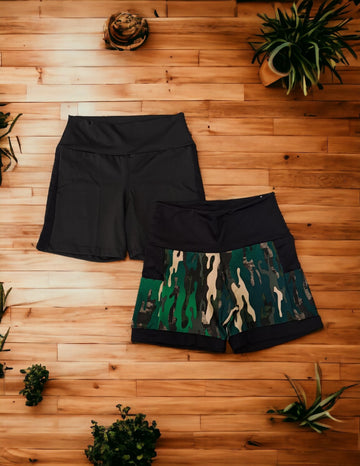 Kit com 2 Shorts Fitness Feminino Básico - Estampas Variadas