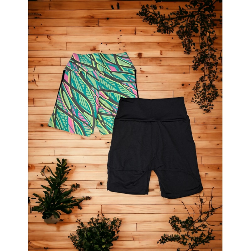 Kit Fitness Feminino com 1 Shorts Estampado e 1 Short Saia