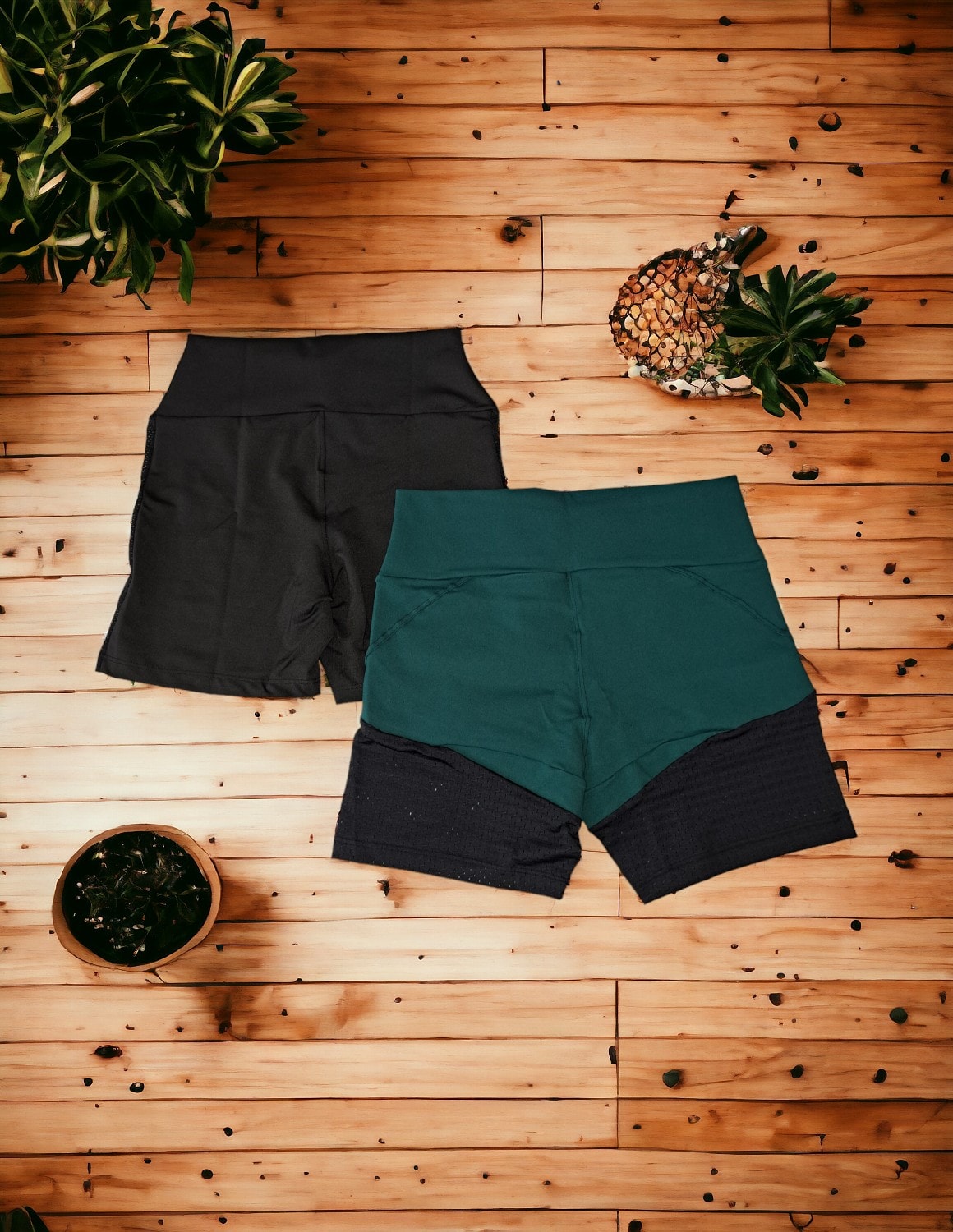 KIT 2 Shorts Suplex Academia Fitness Feminino Cintura Alta Cores Variadas