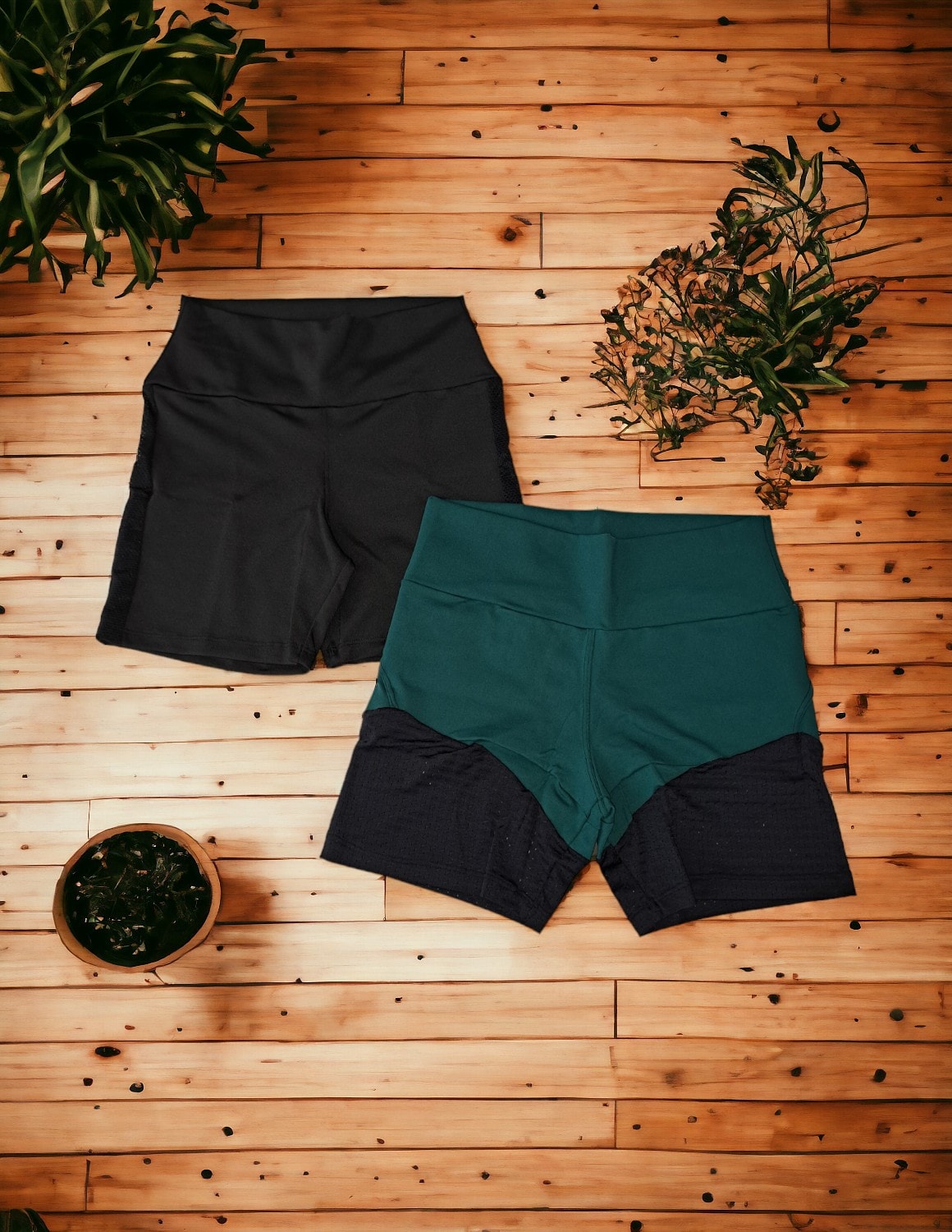 KIT 2 Shorts Suplex Academia Fitness Feminino Cintura Alta Cores Variadas