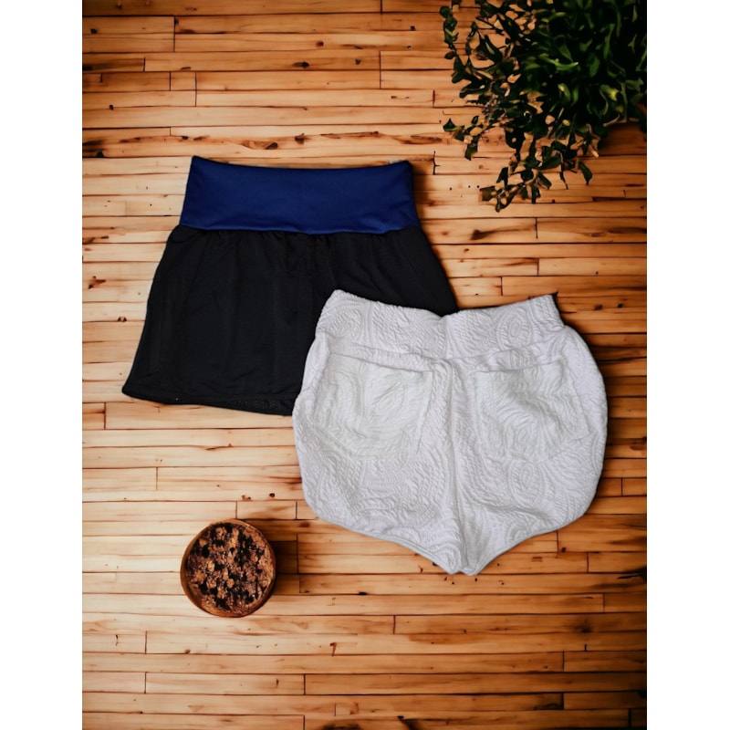 Kit Feminino Fitness com 1 Short Saia e 1 Sunguete Texturizado