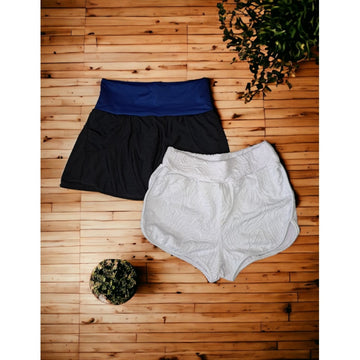 Kit Feminino Fitness com 1 Short Saia e 1 Sunguete Texturizado