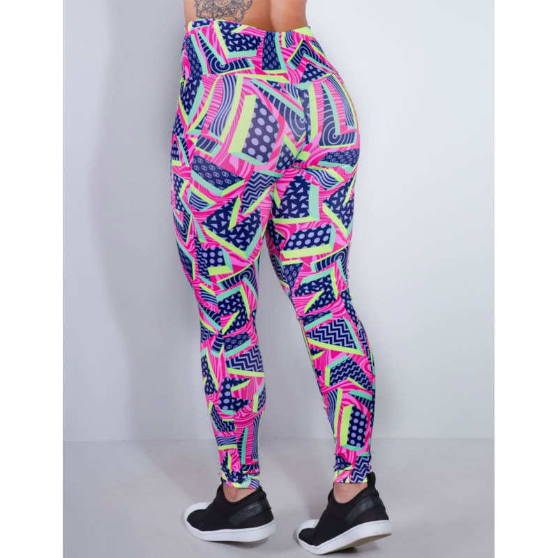 Calça Legging Estampada com Bolsos Laterais para Academia