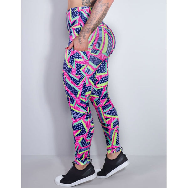Calça Legging Estampada com Bolsos Laterais para Academia