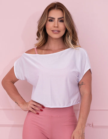 Cropped Bata Feminino Fitness Ombro Só em Dry Fit