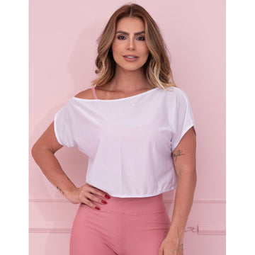Cropped Bata Feminino Fitness Ombro Só em Dry Fit