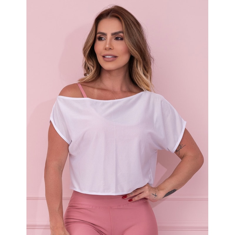 Cropped Bata Feminino Fitness Ombro Só em Dry Fit