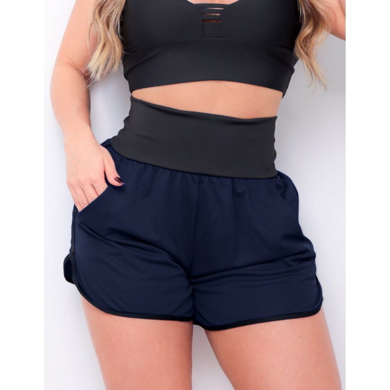 Short Feminino Running com Bolsos Laterais para Academia