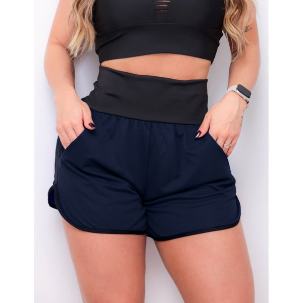 Short Feminino Running com Bolsos Laterais para Academia
