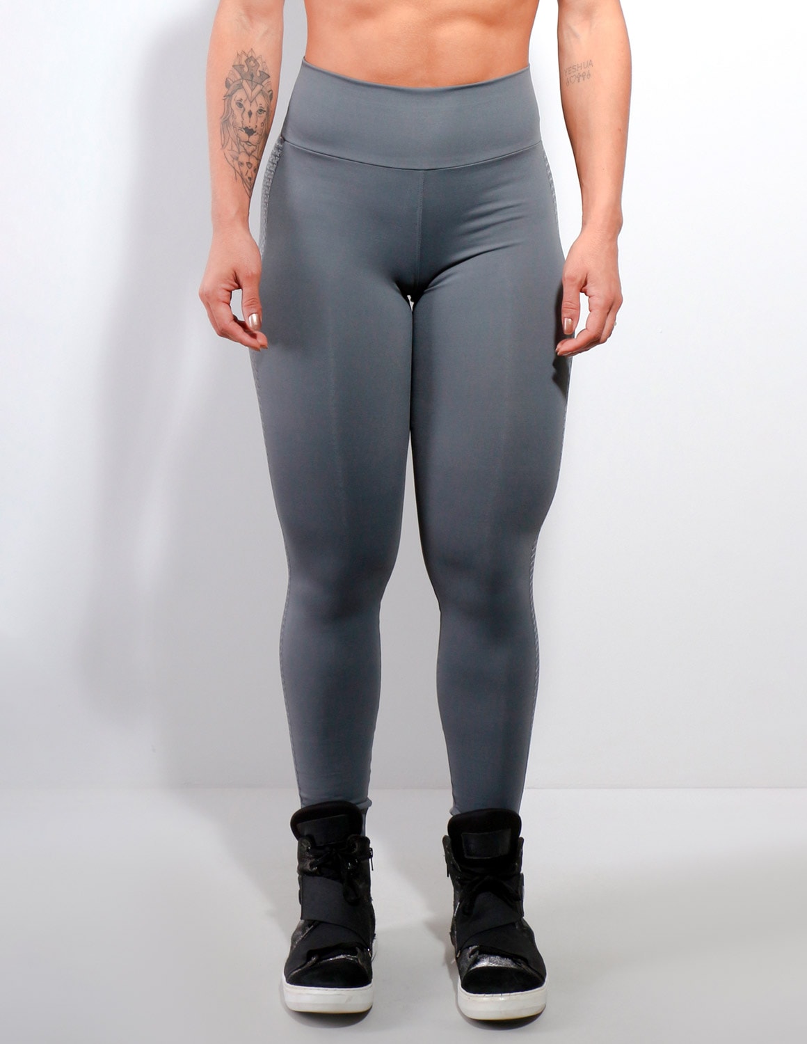 Calça Feminina Fitness Punho em Poliamida com Tela nas Laterais
