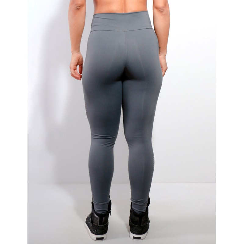 Calça Feminina Fitness Punho em Poliamida com Tela nas Laterais