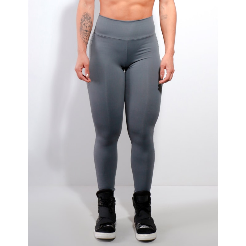 Calça Feminina Fitness Punho em Poliamida com Tela nas Laterais
