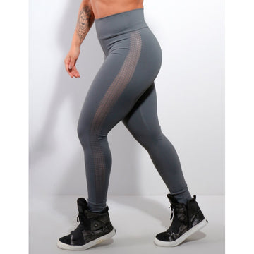 Calça Feminina Fitness Punho em Poliamida com Tela nas Laterais