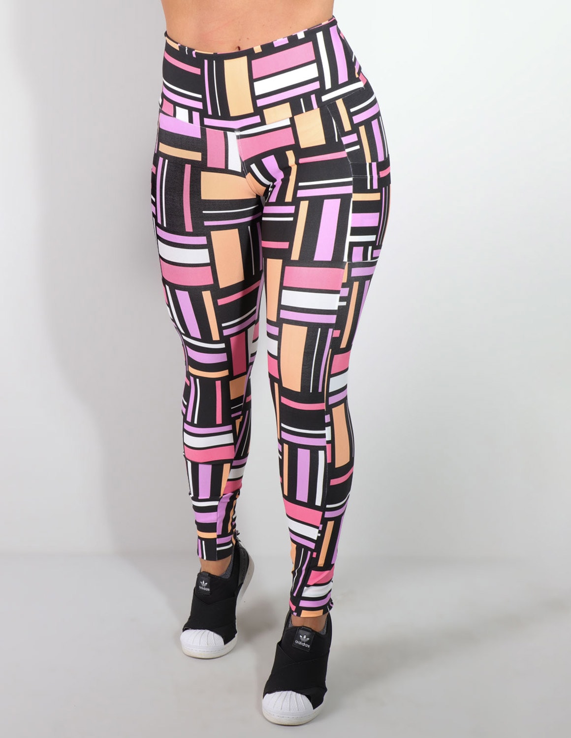 Calça Legging Feminina Fitness Estampada com Bolsos Laterais