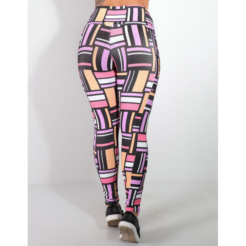 Calça Legging Feminina Fitness Estampada com Bolsos Laterais