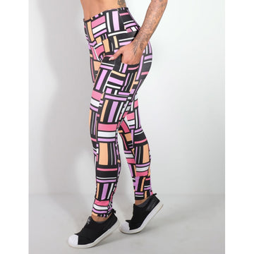 Calça Legging Feminina Fitness Estampada com Bolsos Laterais