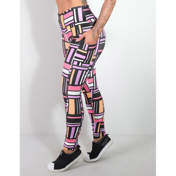 Calça Legging Feminina Fitness Estampada com Bolsos Laterais